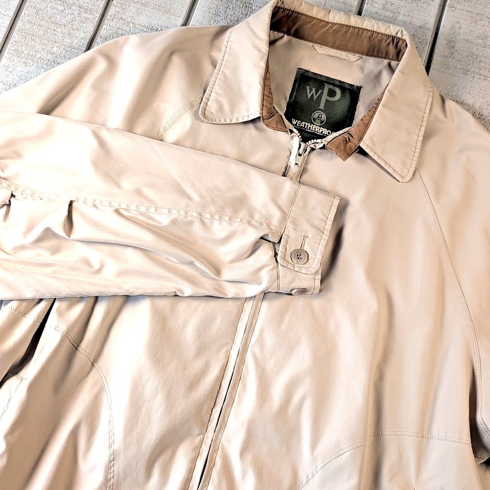 Weatherproof Garment Co Jacket Men's‎ Size L Tan Zip Coat All Weather Pockets